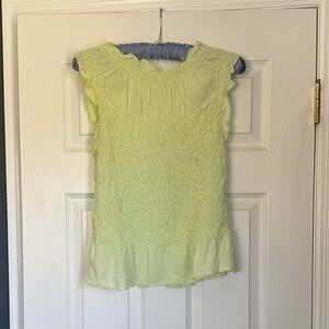 Smocked Ruffle Cap-Sleeve Top in Light Green